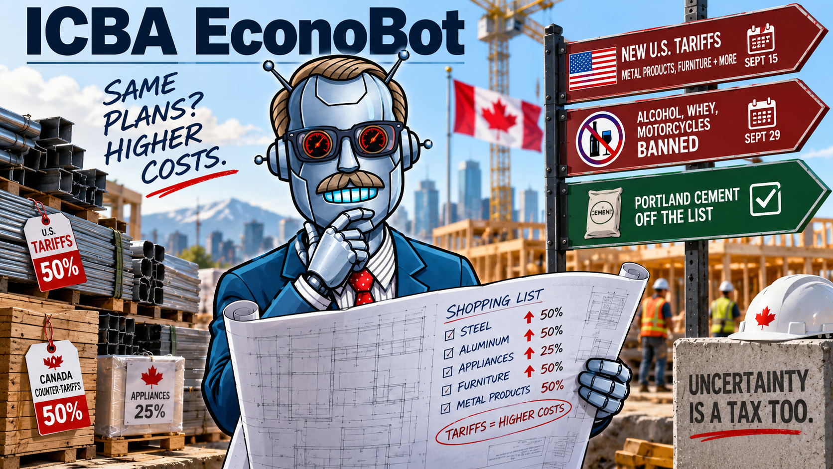 ICBA EconoBot | Tariff Round Three: Cement Gets a Pass, Metal Products Get Hit